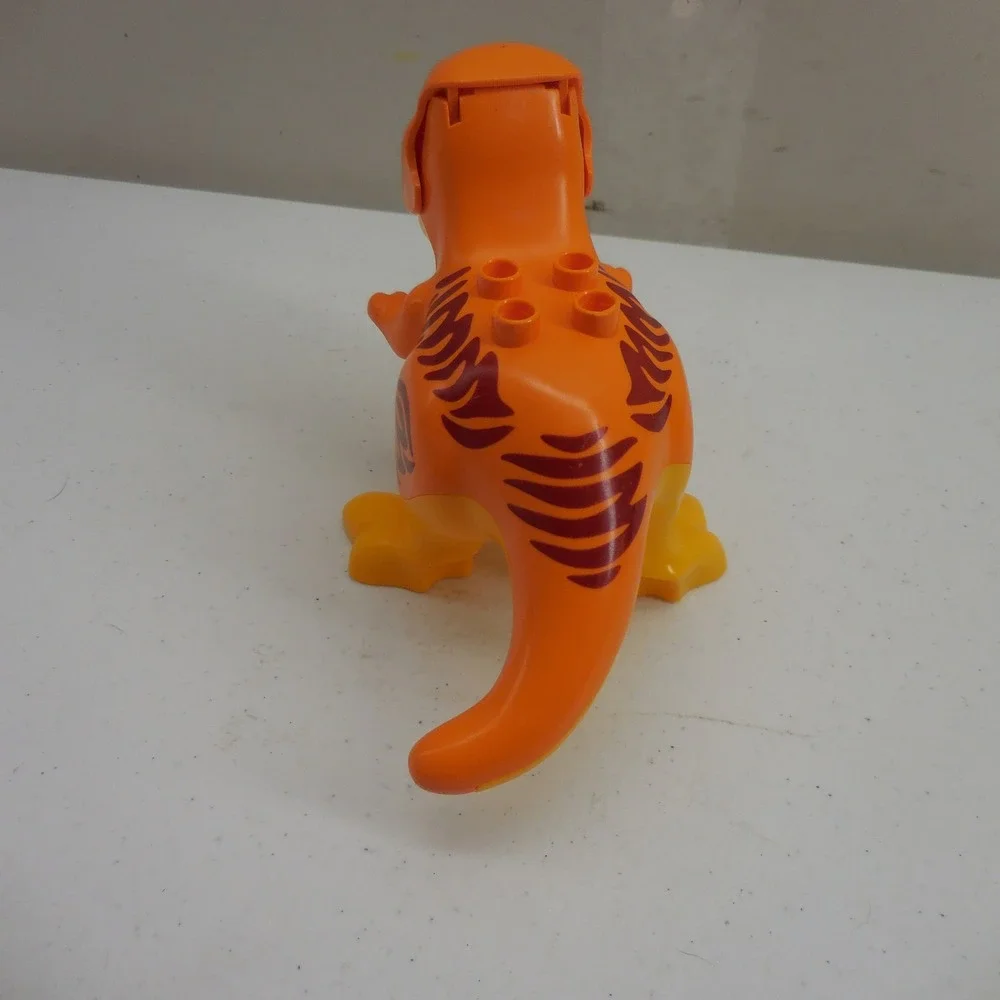 LEGO Duplo Orange T-Rex Dinosaur Figure with Movable Jaw and Stripes